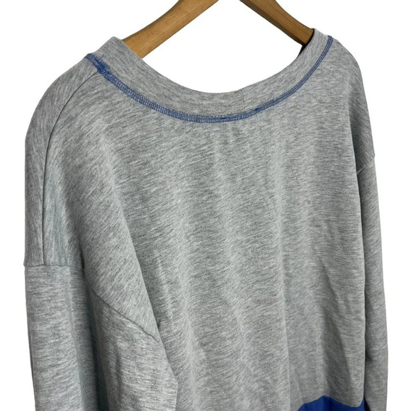 EE:SOME Color Block Mixed Media Cinched Waist Pullover Long Sleeve Popover Top - Picture 6 of 9